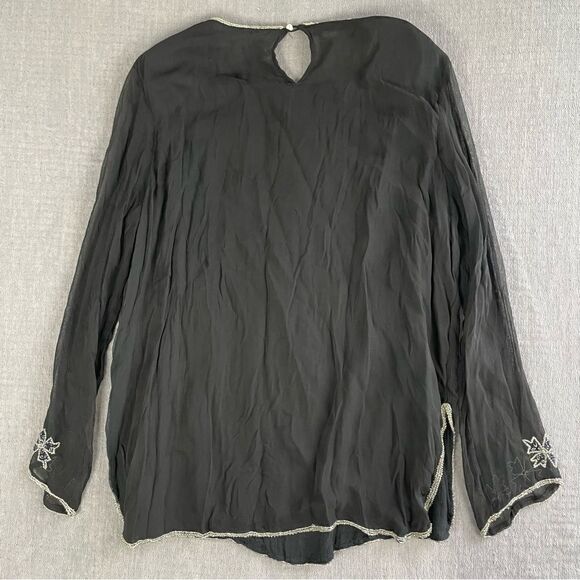 Sandy Starkman Vintage Beaded Semi Sheer Double Layer Blouse Women’s Size Large - Picture 9 of 9